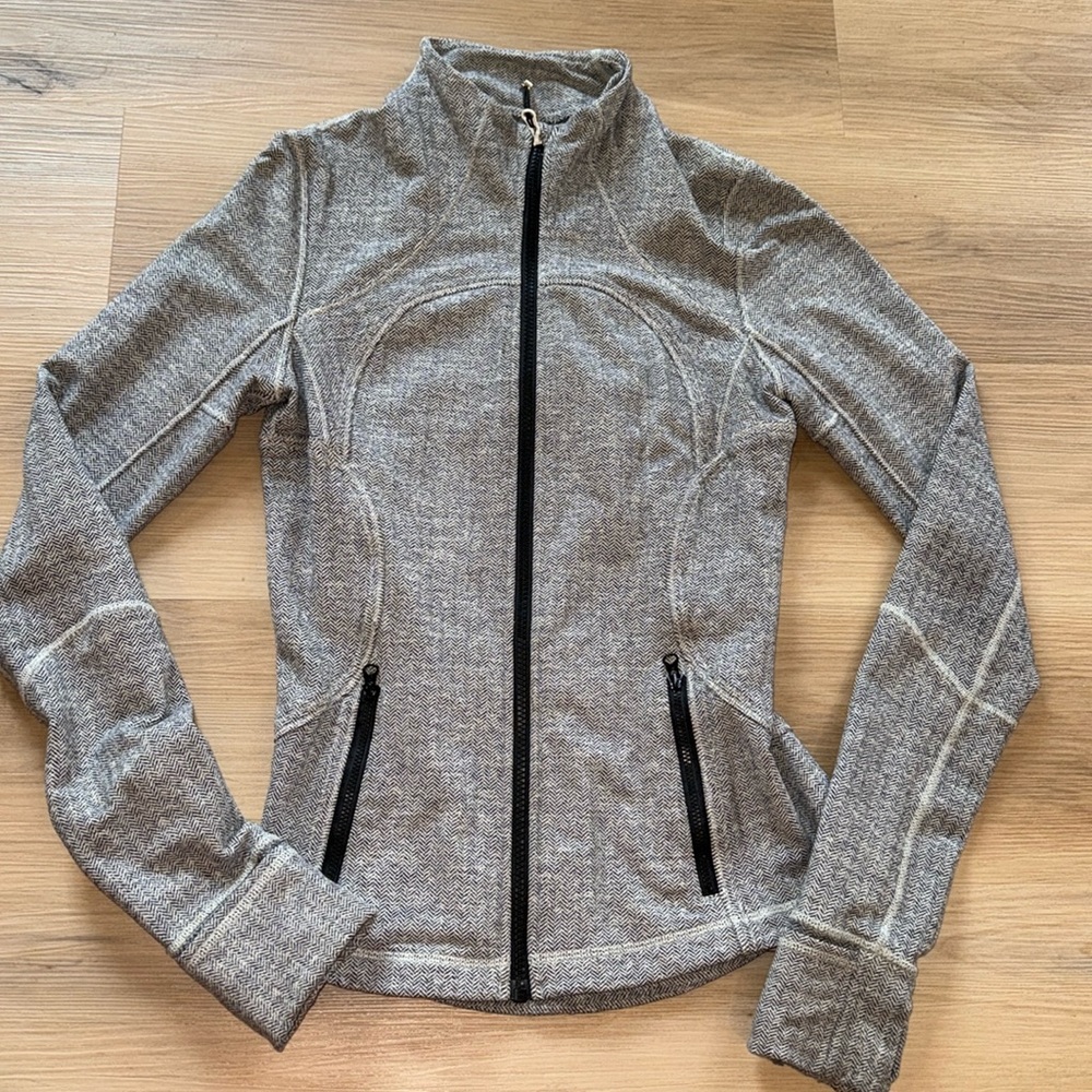 Lululemon Forme Jacket II Heathered Herringbone Heathered Black White Size 6